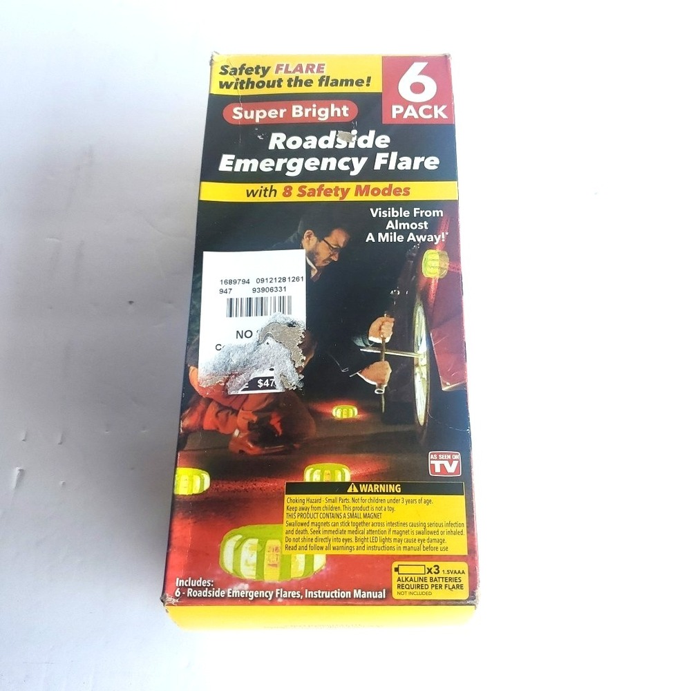 Roadside Emergency Safety Flare 6 Pack Super Bright LED Automobile 8 Modes